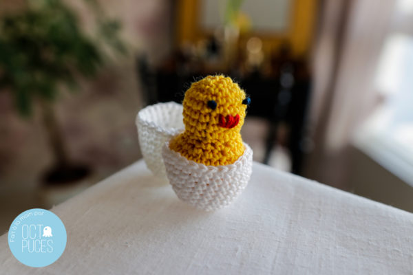 Poussin dans son oeuf, coton, au crochet